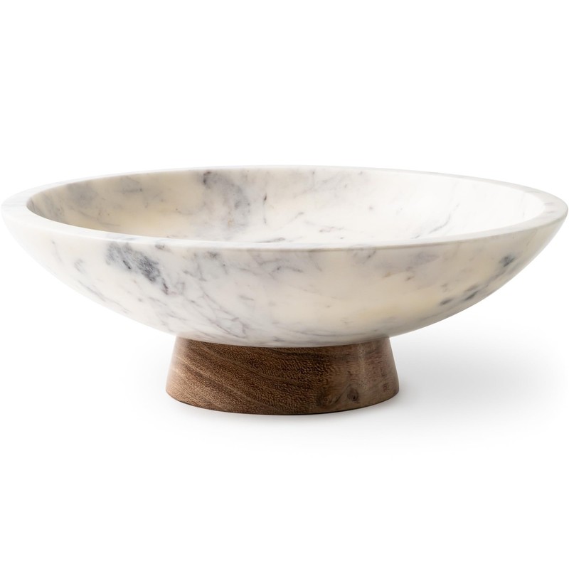 Marble Decorative Bowl for Home Decor – Handcrafted Natural Stone with Acacia…