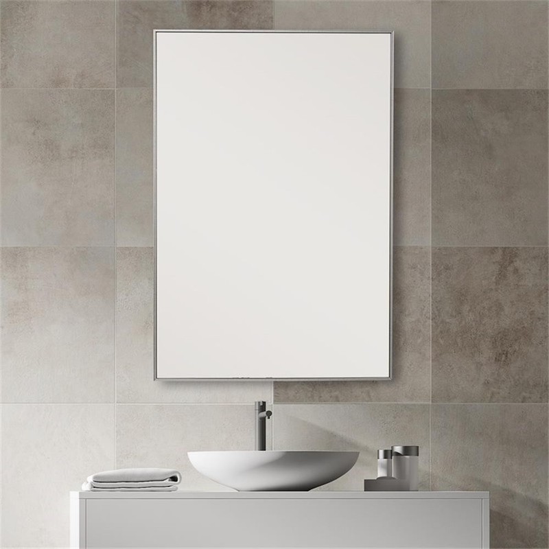 Bowery Hill Contemporary Polystyrene Plastic and MDF Mirror in Silver gallery