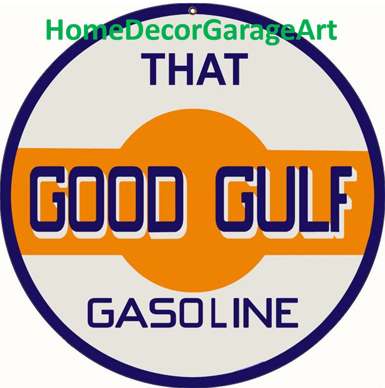 Good Gulf Gasoline, Metal Sign, Aged or Clean Design, Vintage Style Garage Art