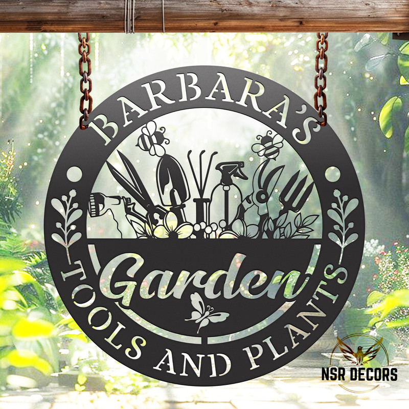 Custom Metal Garden Tool Sign, Gardener Name Sign, Gift for Grandparent