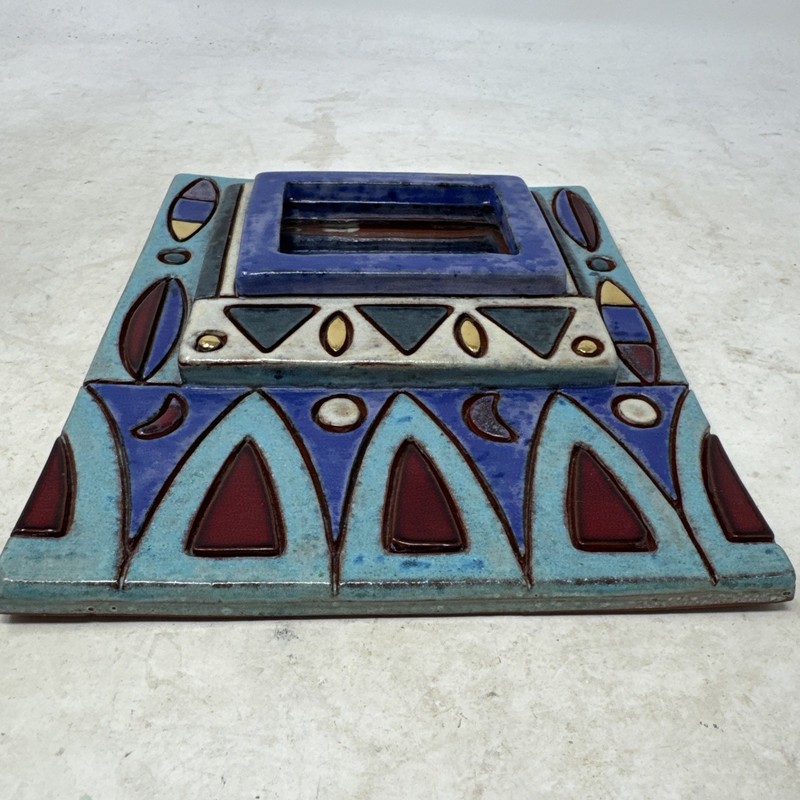 VTG Abstract Ceramic Art Glass Mirror Postmodern Geometric Wall Decor gallery