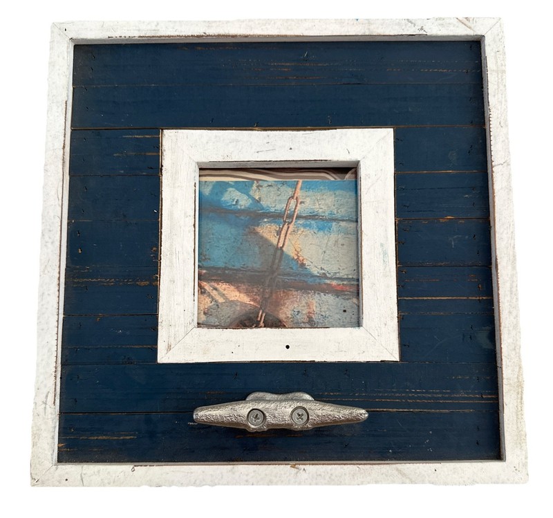 Navy Boat Cleat Frame Distressed & Aged 10 X 10 NWT