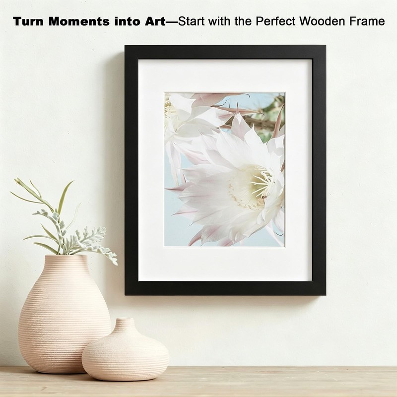 11x14 Picture Frame Solid Wood, Fits 8x10 with Mat or 11x14 Without Mat, Real... gallery