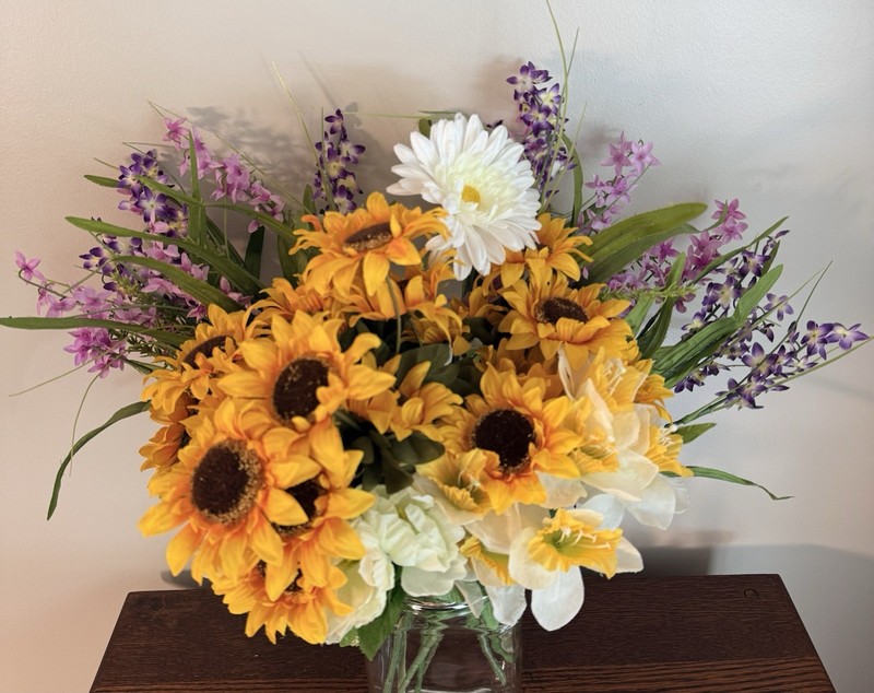 Bright Spring And Summer Artificial ilk Floral Bouquet Stems Lot gallery