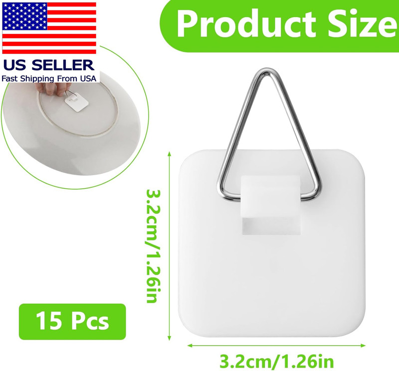 15PCS Invisible Adhesive Plate Hangers, Wall Display Holder, 1.25 Inches Vertica gallery