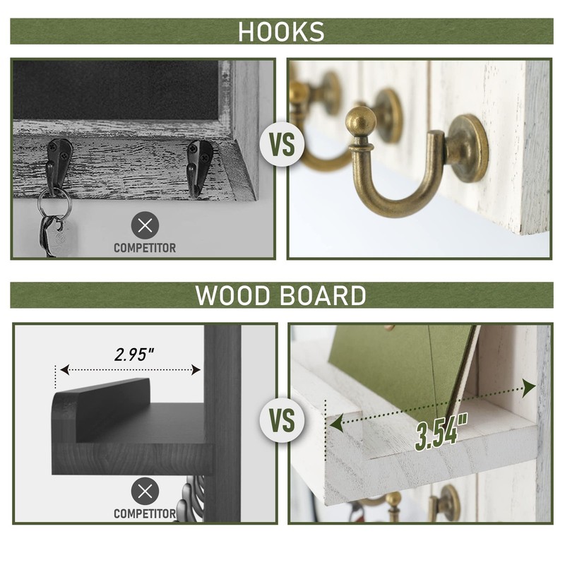 Key Holder for Wall - Decorative Mail Organizer Wall Mount with 5 Key Hooks f... gallery