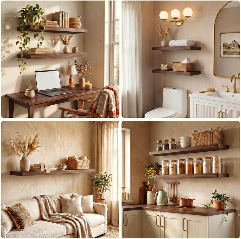 18 Inch Floating Shelves, Solid Wood Wall Shelves, 8 Inch Deep Floating Shelf – gallery