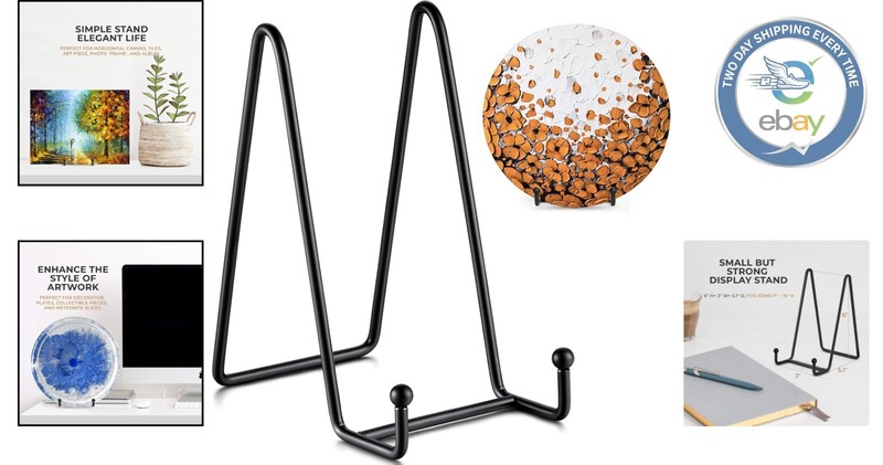 Versatile 2-Pack Metal Plate and Photo Easel - 6-Inch Elegant Display Stands gallery