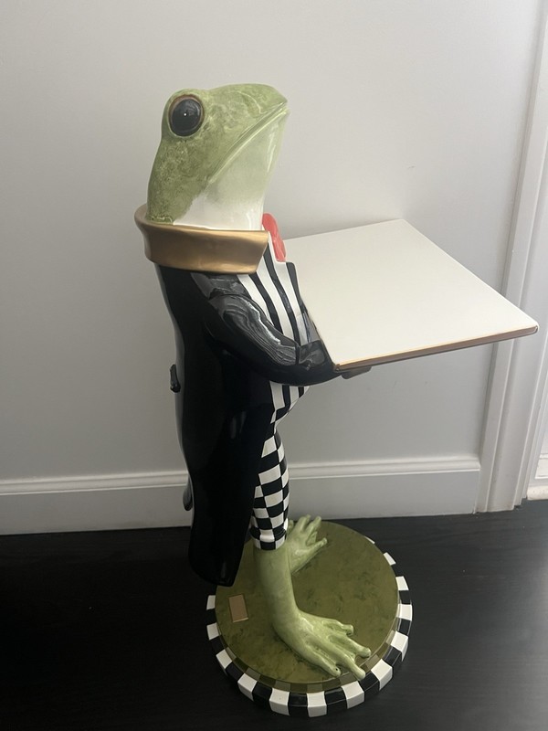 Brand New Mackenzie Childs Fergal the Frog Butler Courtly Check XL 26" gallery