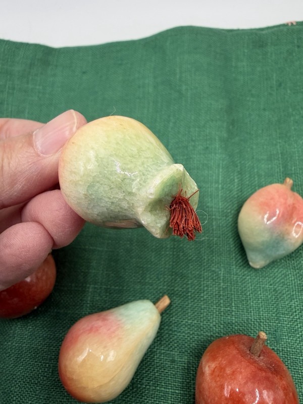 Vintage Mini Alabaster Italian carved marble fruit. One is damaged. gallery