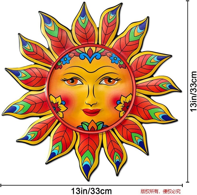 Metal Sun Flower Wall Plaque Decor Hang Art Patio Fence Porch Home Garden Office gallery