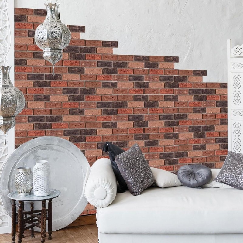 10Pack 3D Wall Panels Brown Grey Stick Brick Wallpaper Peel and Stick Faux Stone gallery