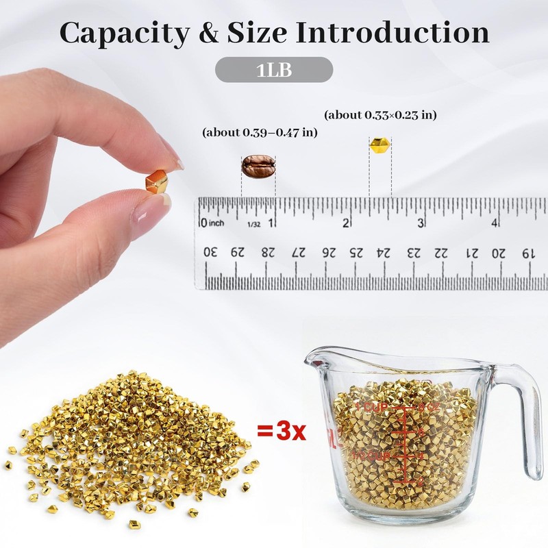 DomeStar 4200PCS Gold Fake Ice Rocks, 1LB Acrylic Crushed Medium, gallery