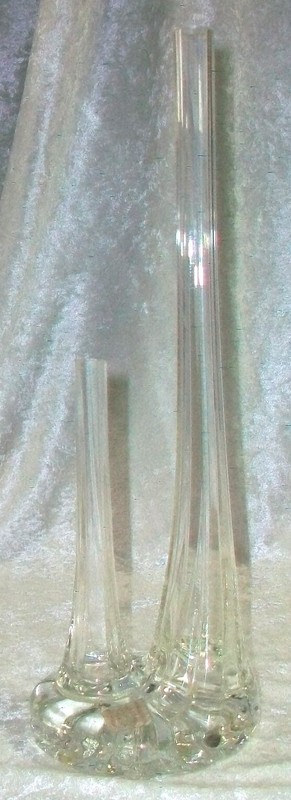 Vintage Mid Century MCM Clear Crystal Glass Double Long Stem Rose Bud Vase Italy gallery
