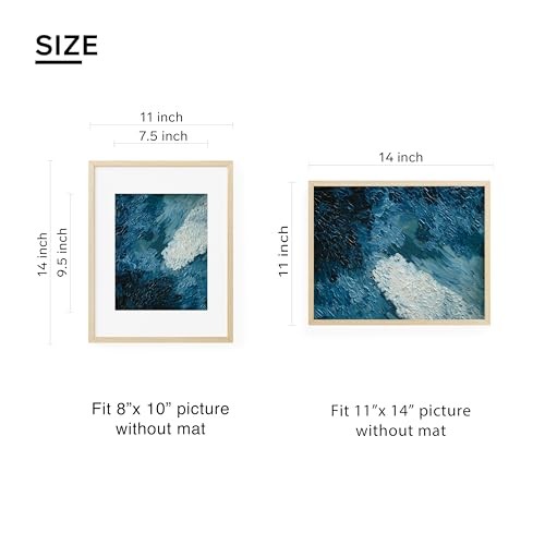 11x14 Wood Frame with 8x10 Mat, Solid Wood Veneer Finish 11x14 - 1 Pack Natural gallery