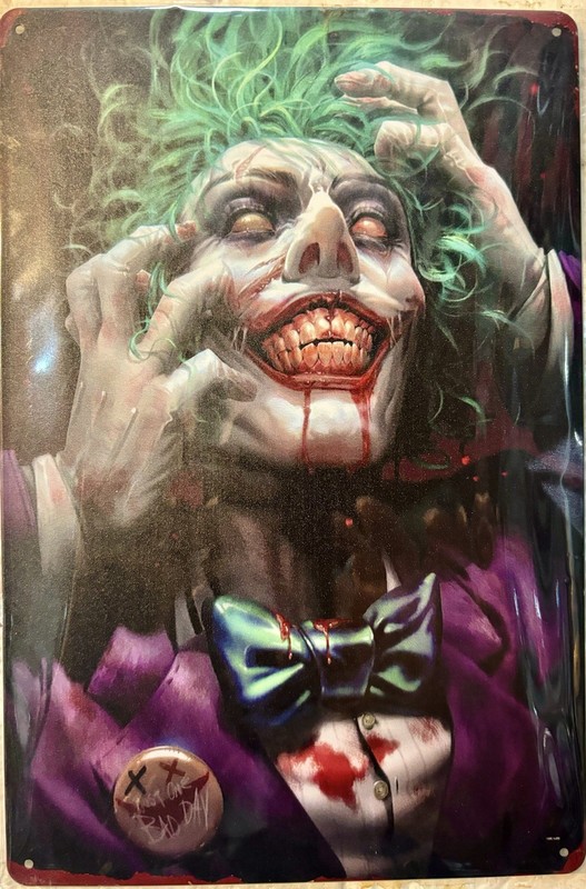 TIN SIGN 8×12 Joker Evil Clown Batman Robin Comics Movie Blood Crazy Killer DD8