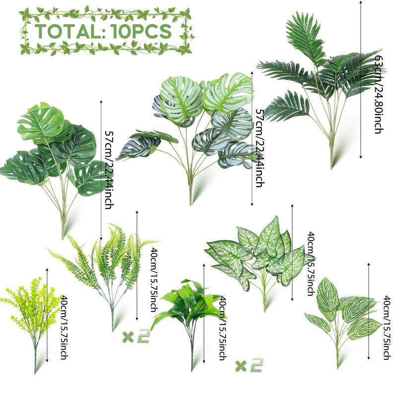 Large Artificial Greenery Plants Outdoor UV Resistant - 10 Bundles 24.8" Tall... gallery