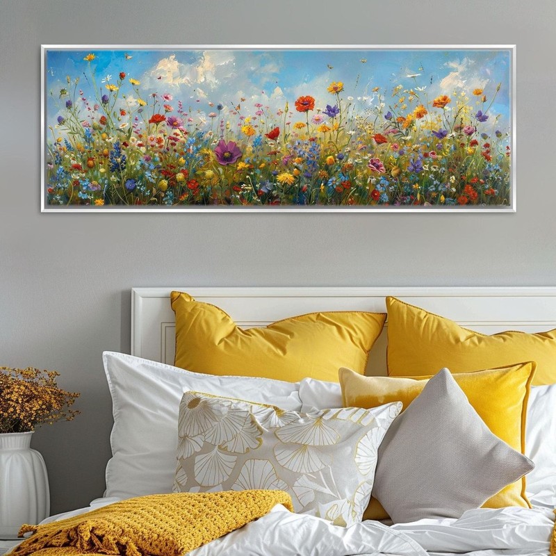 Wildflower Wall Art Panoramic Canvas Print Framed Large Living Room Decor gallery