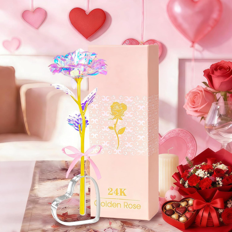 Valentines Day Rose Gifts for Her, Birthday Gifts for Women Mom Galaxy Rose Glas gallery