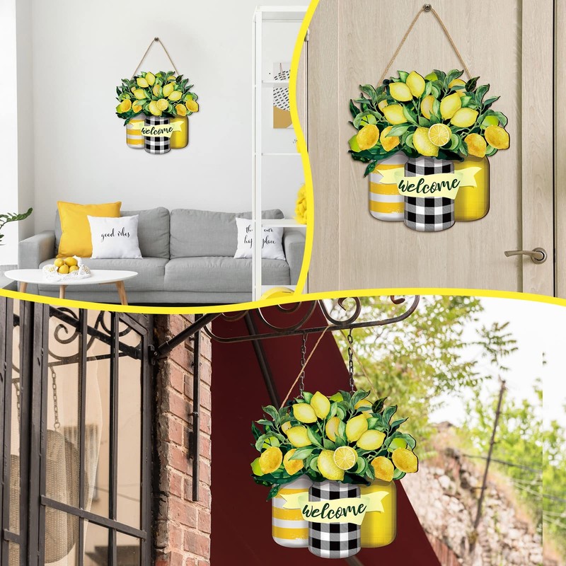 Lemon Welcome Wooden Sign for Front Door Lemon Wooden Hanger Summer Door Sign... gallery