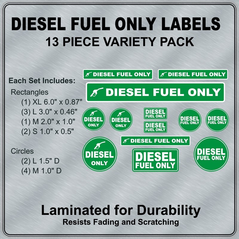 DIESEL FUEL ONLY Warning Labels 13 Piece Variety Pack High Quality Laminated gallery