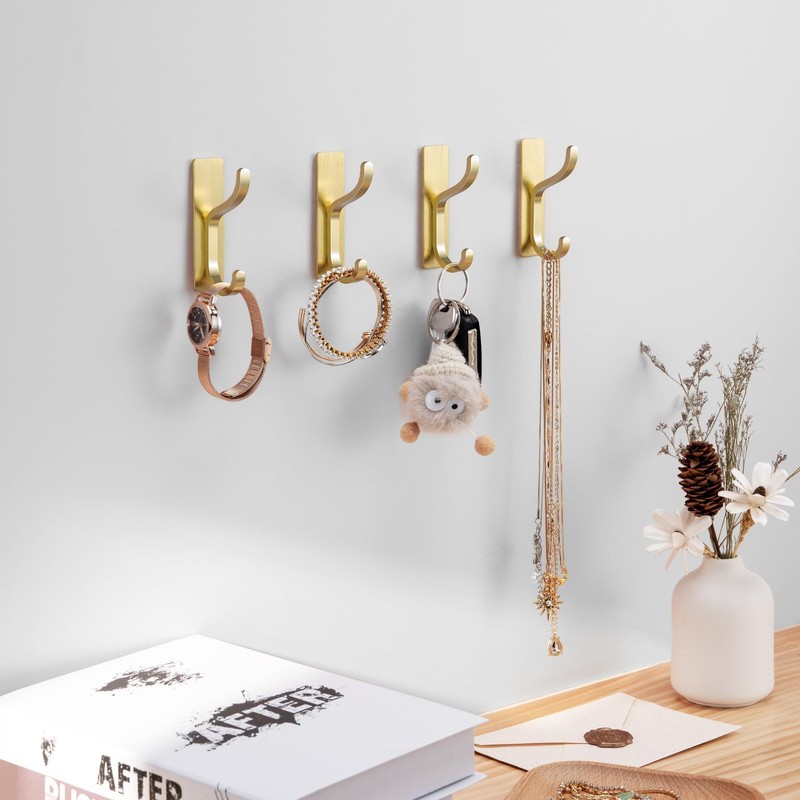 Adhesive Wall Coat Hooks Heavy Duty StickOn Door Hanger, Metal Hook for Hang... gallery