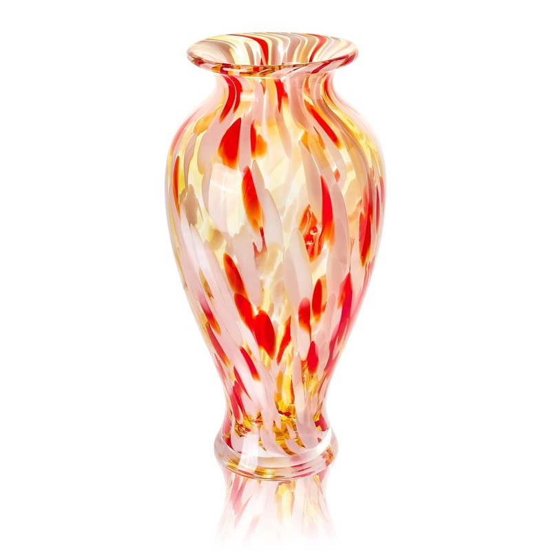 Hand Blown Glass Vase for Flowers, 12 Inch Tall Crystal Flower Vases for Bouq…