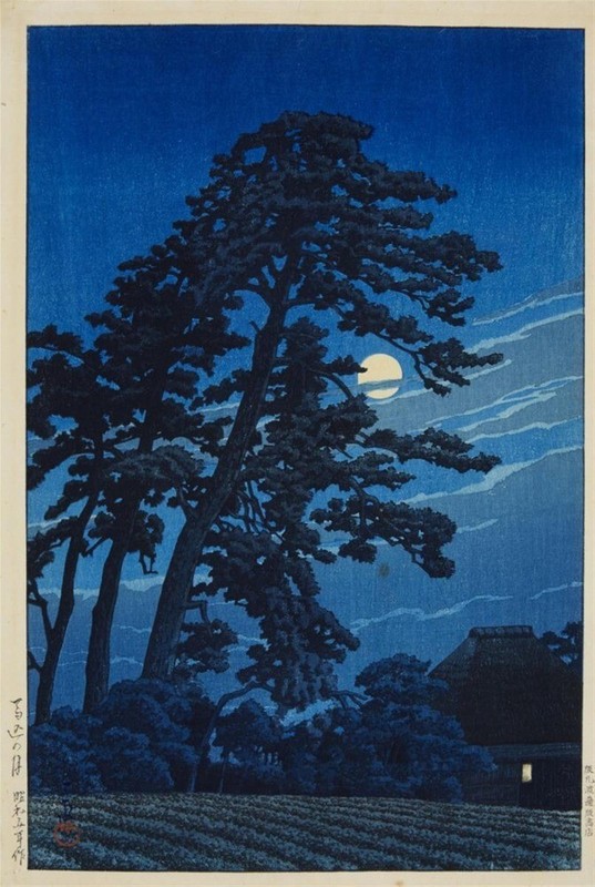 Kawase Hasui : Full Moon in Magome [Woodblock] : 1930 Art Print gallery
