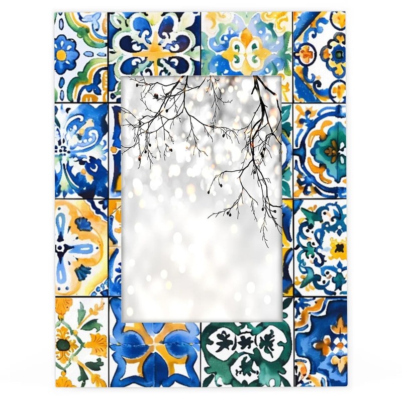 Ethnic Mexican Tile Pattern 5x7 Picture Frame, Display Photos 4.6x6.6 without...