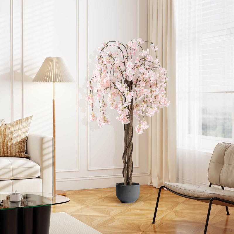 2 Pack 5.5 FT Tall Artificial Cherry Blossom Tree w/Pink Flowers Decoration gallery