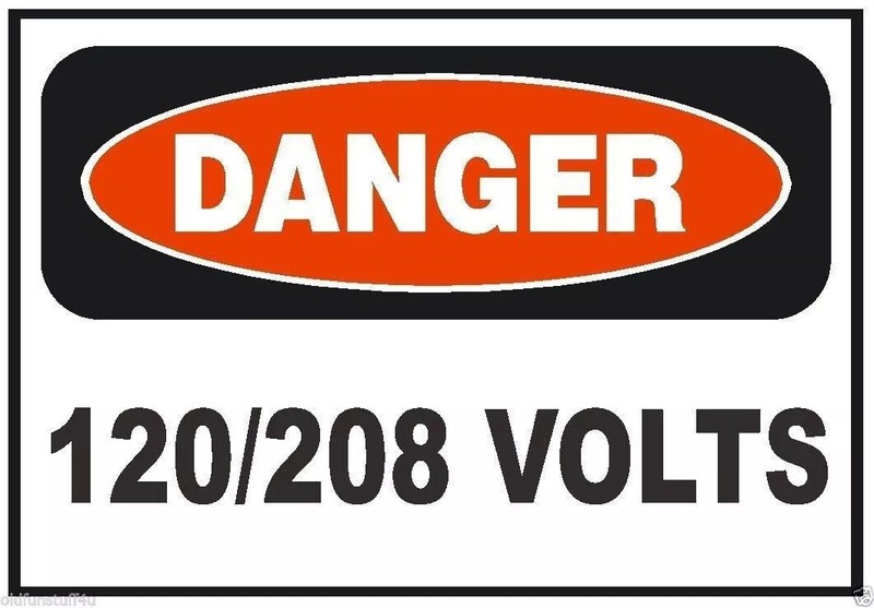 Danger 120/208 Volts Electrical Electrician Safety Sign Sticker Decal Label D227