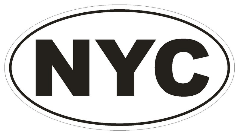 NYC New York City Oval Bumper Sticker or Helmet Sticker D148 Euro Oval