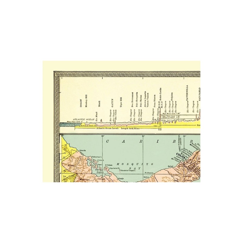 Historic Nautical Map - Panama Canal Profile - 1904 - Vintage Wall Art gallery