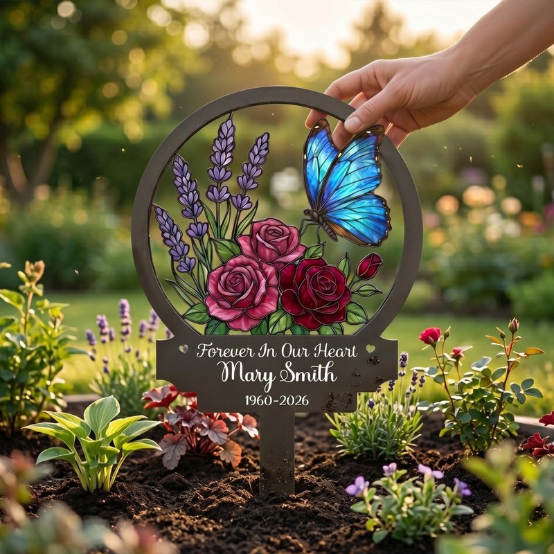 Custom Butterfly Memorial Garden Stake Metal Grave Marker Sympathy Gift Decor gallery