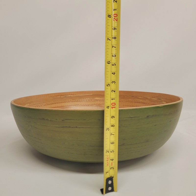 Handmade Lacquerware 12" Bamboo Decorative Bowl Olive Green Asian Design Inc. gallery