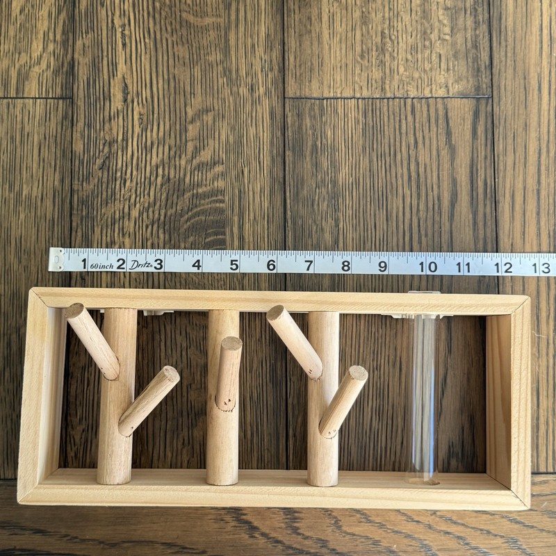 Wood Wall Key Holder Entryway Hook Rack Bud Vase Flower Display Rustic gallery