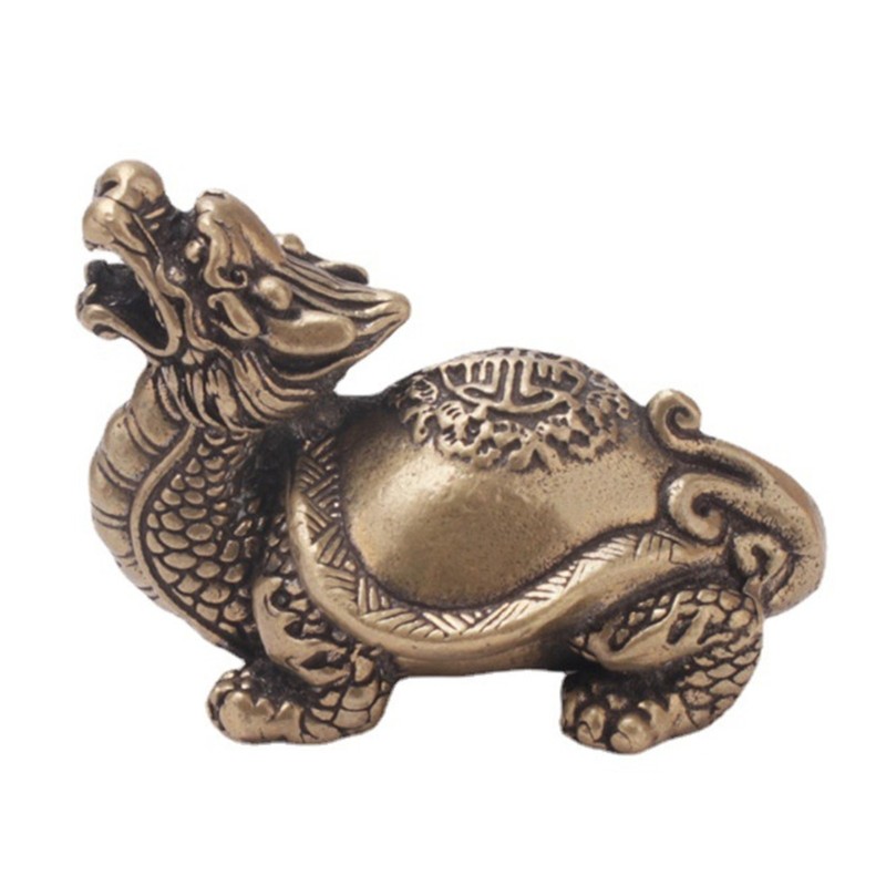Copper Brass Dragon Turtle Small Fengshui Statue Ornament Chinese Decoration gallery