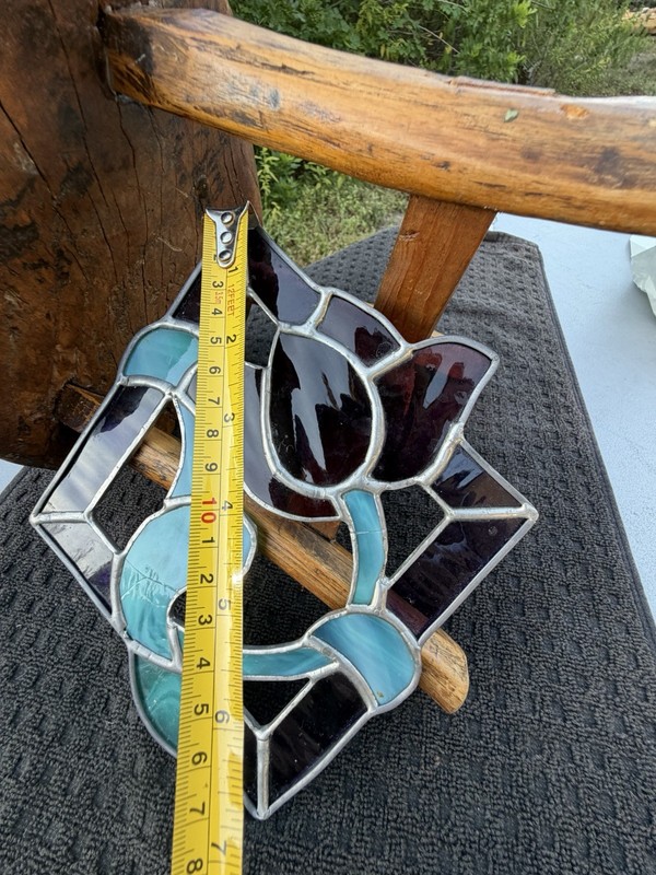Vintage Stained Glass Metal Suncatcher 10 in Tulip Art Glass gallery