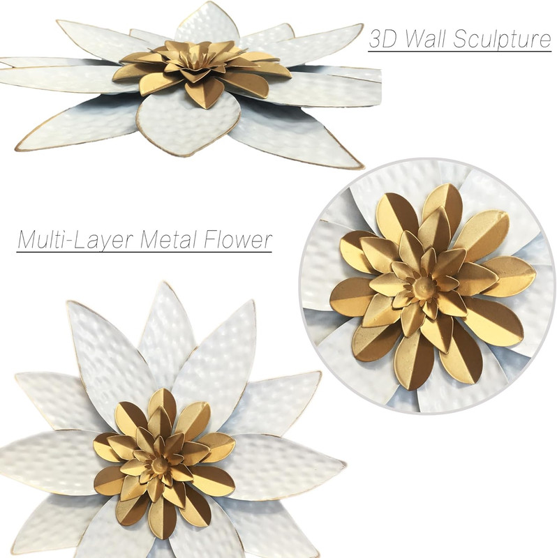 Metal Flower Wall Art Decor,10" Rustic Modern Antique Floral Sculpture, Distress gallery