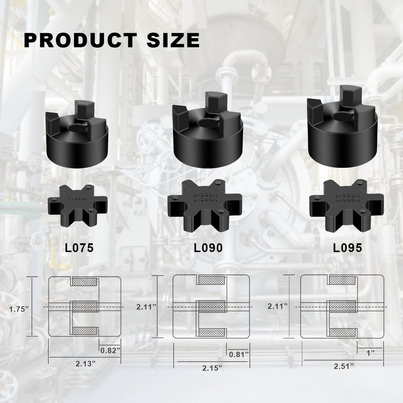 Autojare 1/2 To 3/4 L090 3-Piece L-Jaw Coupling Set Buna-N Nbr Rubber Spider gallery