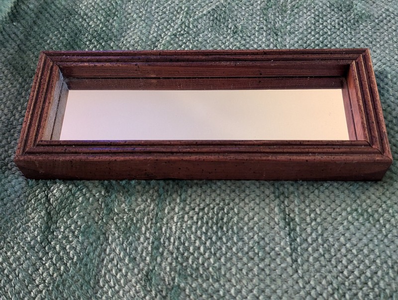Small Decorative Mirror Rectangle Dark Wood Vintage 13" X 5" X 1 1/2" gallery