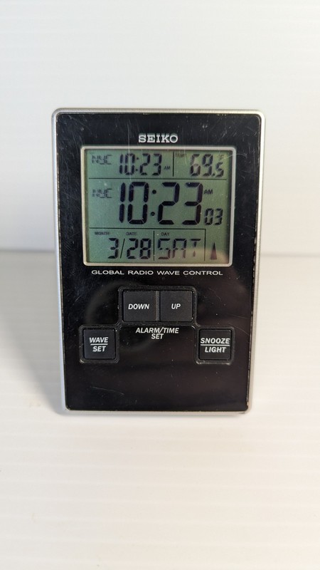 Seiko Global Radio Wave Control Alarm Clock, model QHR018