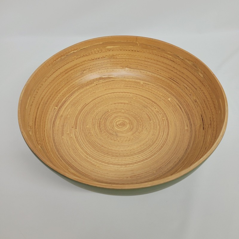 Handmade Lacquerware 12" Bamboo Decorative Bowl Olive Green Asian Design Inc. gallery