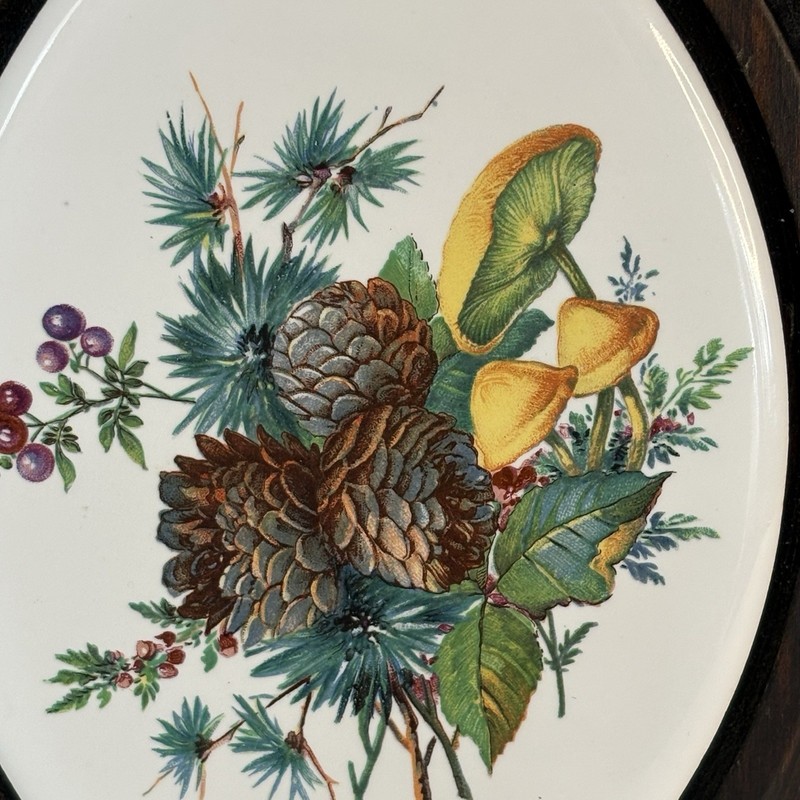 Vintage Wood And Tile Wall Plaques Pine Cones Mushroom Berries 2 8 X 5 1/2 gallery