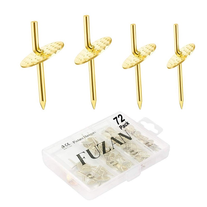 72 pcs Picture Hangers with 10-60lbs, 4 Different Size 10-60LBS, Gold
