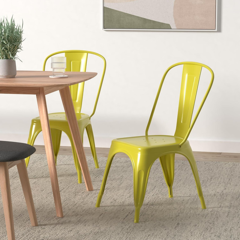 Metal Dining Chair Farmhouse Tolix Style for Kitchen Dining Room Café Restaurant gallery