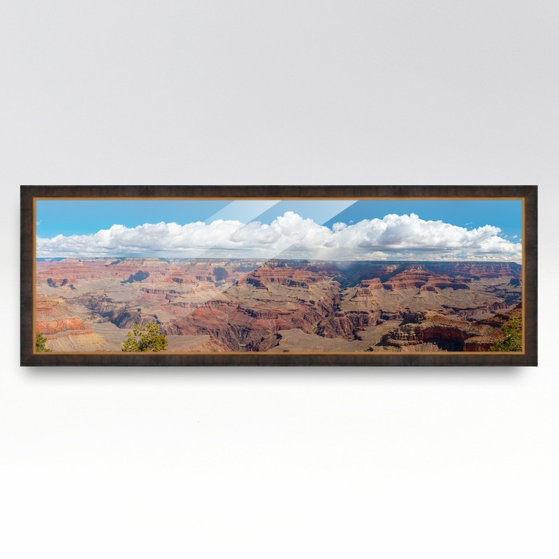 5x20 In Rustic Brown with Gold Real Wood Picture Frame Width 1.25 inches | Inter gallery