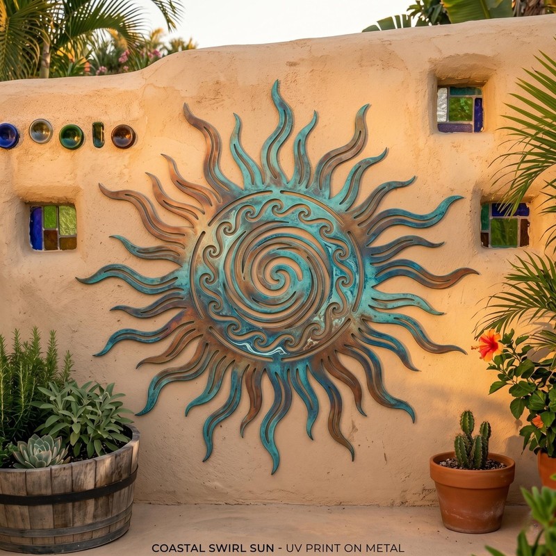 Large Metal Sun Wall Hanging – Boho Outdoor Decor – Southwestern Garden Art