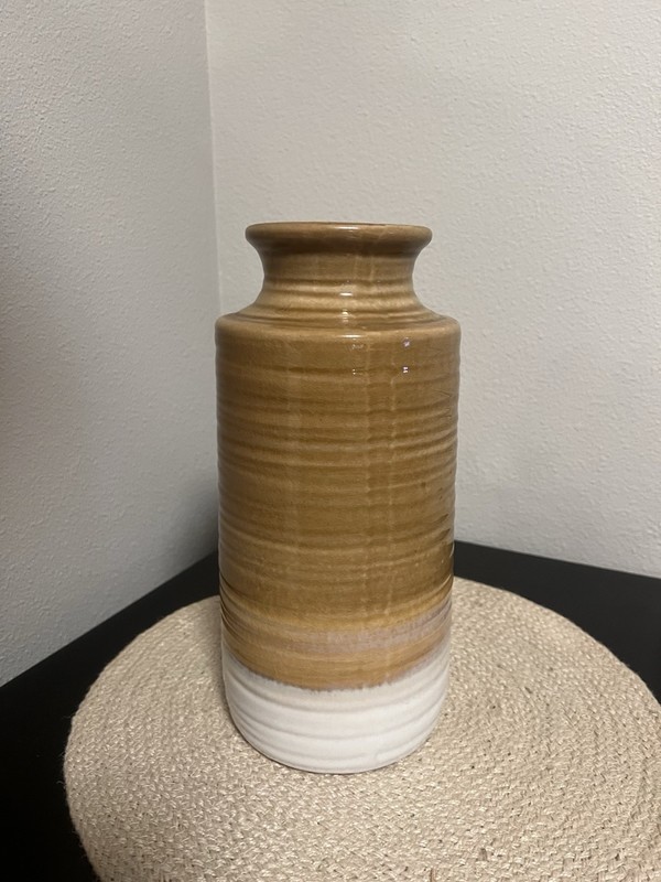 Flower Vase Brown/teal/white 1ft Tall