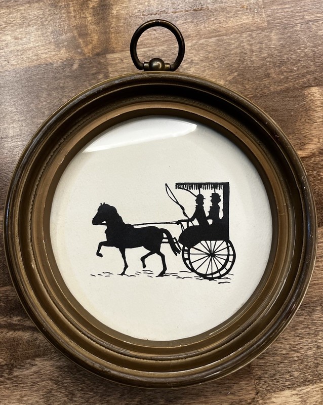 Vintage Victorian Horse Buggy Silhouette Wall Plaque Colonial Decor Americana